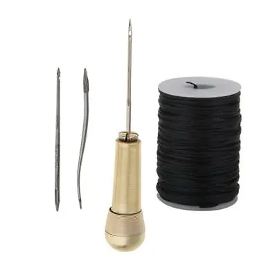 Leather Canvas Sewing Awl Needles With Copper Handle And 1 Spool Waxed Thread • £7.51