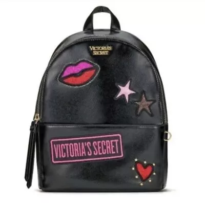 Victoria's Secret Small Backpack Black Patch Small City Bag Limited Edition NEW • $44.95