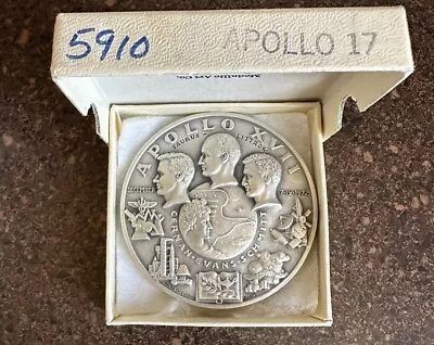 Medallic Art APOLLO 17 4.80 Ounce 1972 Silver Medal #5910 .999 Fine Original Box • $225