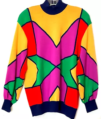 VTG St. John Sportwear By Marie Gray Wool Pull-over Multi-color Sweater SZ S • $55