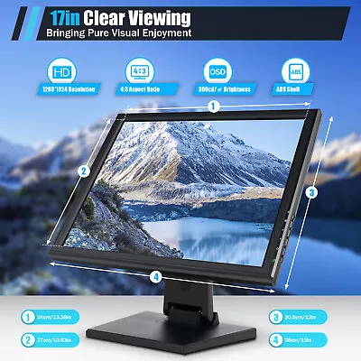 17  Touch Screen LCD Monitor With Multi-Position POS Stand For Retail USA Stock • $132.05