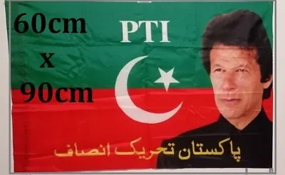 Pakistan Tehreek-e-Insaf PTI Large Flag ( 2 X 3 Feet) With Imran Khan Picture • £5.45