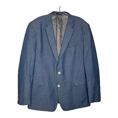 Tommy Hilfigure Men’s Blazer Size 48L Blue Cotton Two Button Sport Coat Jacket • $49.88