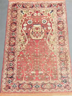 Fine Antique Turkman Silk Prayer Rug / Carpet • $1088.98