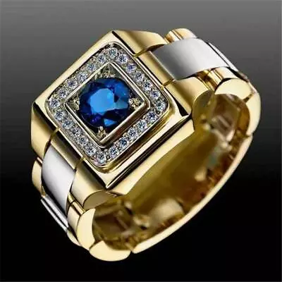 Men Cubic Zirconia Ring Gold Plated Band Party Wedding Jewelry Boyfriend Gift • $2.16