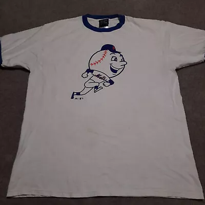 New York Mets Cooperstown Ringer Shirt XL Mr Met Mascot MLB Apparel Men • $32.49