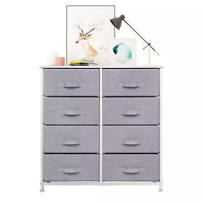 Chest Of Drawers Fabric Storage & Metal Frame Unit Grey Wardrobe Bedroom Living • £75.99