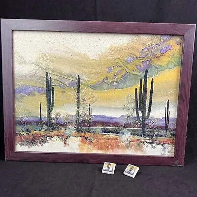 Adin Shade Art~ Desert Cactus Framed Corkboard + 2 Art Push Pins • $21.99