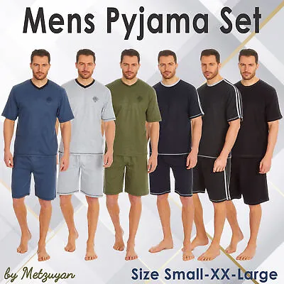 Mens T Shirt Top & Shorts Pyjama Set Jersey Cotton Wear PJ Loungewear Size S-XXL • £9.99