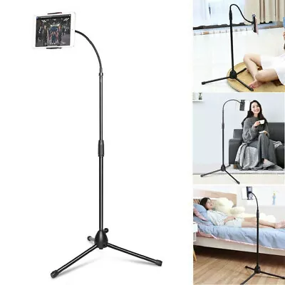 Adjustable Gooseneck Tripod Floor Tablet Stand Fr 4.7-10’’ Cellphone IPad Holder • £16.95