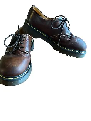 Vtg 90s Dr Doc Martens Size US 8 Brown Leather Oxford Platform Y2K England NP10C • $49