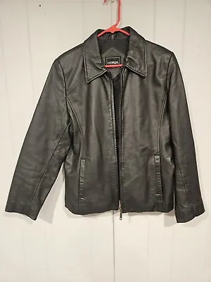 100% Genuine Leather Motorcycle Moto Long Coat Jacket Black Size Medium  • $31.50