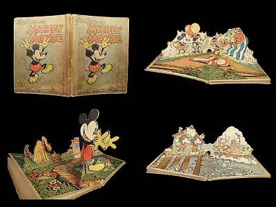 1933 MICKEY MOUSE 1st/1st Pop-Up Children’s Book Walt DISNEY Studios Illustrated • $499