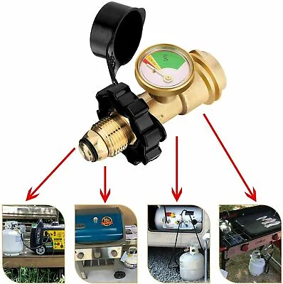 1 PC Propane Gas Tank Brass Adapter Gauge Grill BBQ W/Indicator Pressure Gage US • $18.79