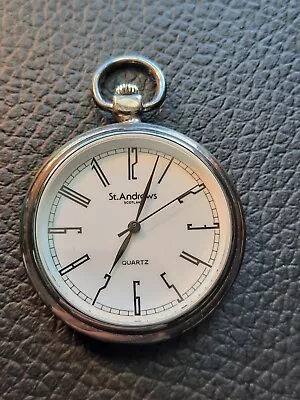 St. Andrews Scotland .925 Sterling Silver 35mm (1-3/8 ) Quartz Pocket Watch • $75