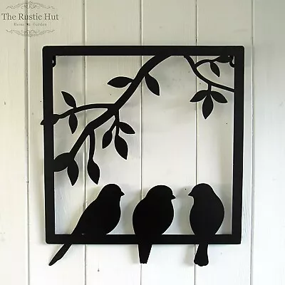 £12.95 • Buy Birds In A Frame Metal Wall Art Garden Ornament Or Indoor Decoration  - Black