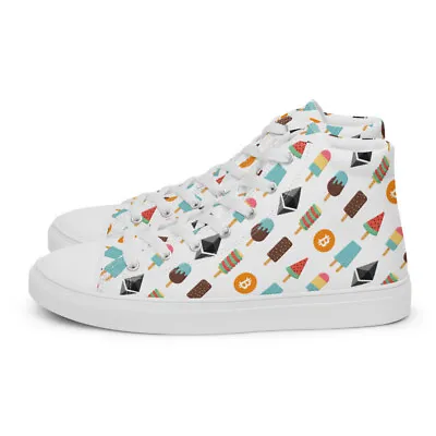 Bitcoin Ethereum Ice Cream Creamsicles Men’s High Top Canvas Shoes FREE US SHIP • $75