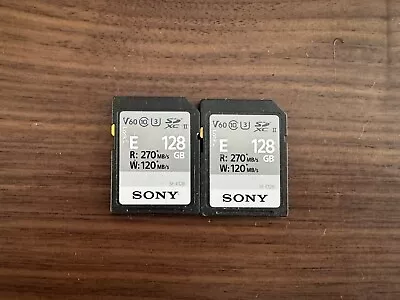 2 X Sony E Series SF-E128 128GB UHS-II Class 10 U3 4K V60 SDXC SD Memory Card • $50