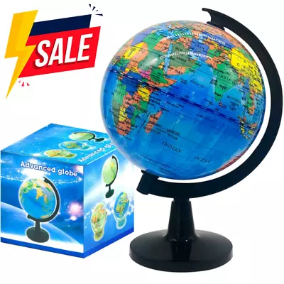 4'' World Globe Earth Ocean Rotating World Map Geography W/ Stand Desk Decor NEW • $17.95