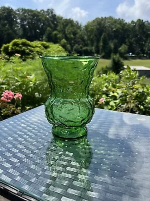 E O Brody Green Glass Vase 8” Tall Wide Mouth 2lbs • $19