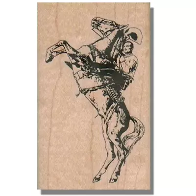 Rubber Stamp COWBOY RIDING HORSE Horse Rodeo Western Movie Gene Autry Man • $10.14