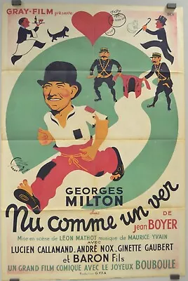Nu Comme Un Ver Leon Mathot Georges Milton Ginette Gaubert Movie Poster • $1200