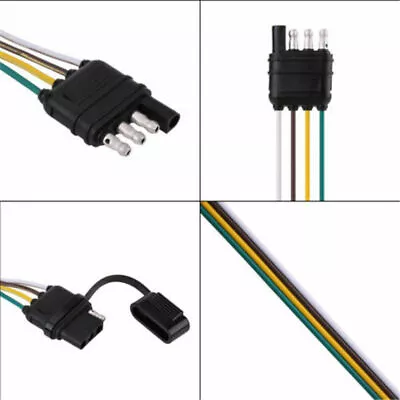 4-Way Flat 4 Pin 1 Feet/12 In Trailer Light Wiring Harness Male Plug Connector • $6.79