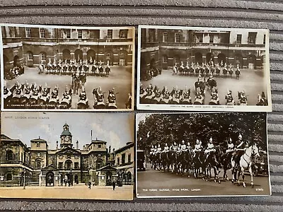 4 Vintage LONDON Used Postcards - CHANGING THE GUARD - HORSE GUARDS - 1930s • £5