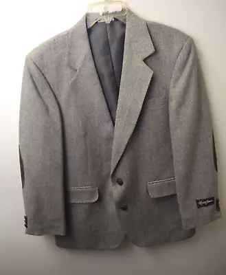 NWOT Reed St. James Tweed Wool Blend Blazer Herringbone Pattern Gray 40S Short • $39.99