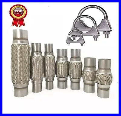 £24.45 • Buy Exhaust Flexi Pipe Flex Joint Kit Tube Repair + 2 Clamps 45/50/52/55/57/60/64 Mm