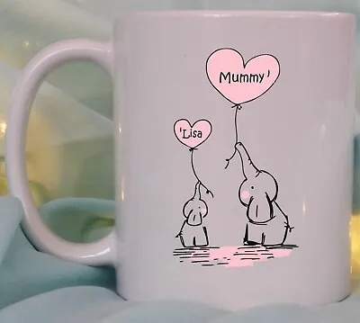 Personalised Mummy Mothers Day Gift Elephants Mug Nana Birthday Childs Present • £10.95