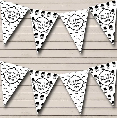 Funny Retro Vintage Moustache Personalised Birthday Party Bunting Banner Garland • $12.44