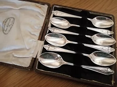 Set Of Six Antique Teaspoons Silver Plated In Case James Walker London Jewellers • £10