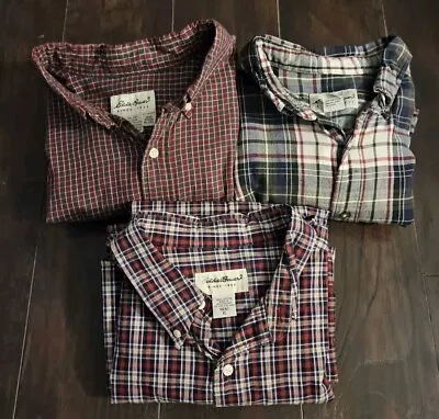 Eddie Bauer Mens  TXL Flannel Shirts Lot Of 3 XL Tall Button Down Long Sleeve • $36.99