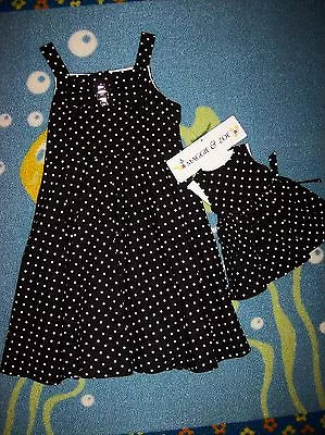 Maggie & Zoe Dress Girls Sz 6 Black White Polka Dot Matching Doll Dress New • $33.99