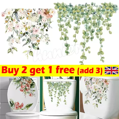 Plant Toilet Sticker Bathroom Wall Decals Flower Leaf Sticker Art Mural Decor_UK • £2.99