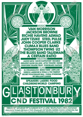 £9.50 • Buy Repro Vintage Glastonbury 1982 Festival Poster A1 A2 A3