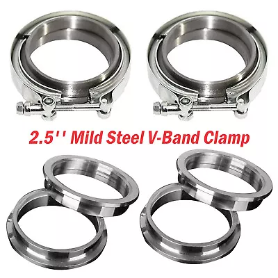 $26.59 • Buy 2Pcs 2.5  Inch V-Band Flange&Clamp Kit Stainless Steel For Turbo Exhaust Downpip