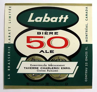 Brasserie Labatt LABATT 50 TAVERNE CHARLEROI ENRG.  Beer Label CANADA 22oz • $1.95