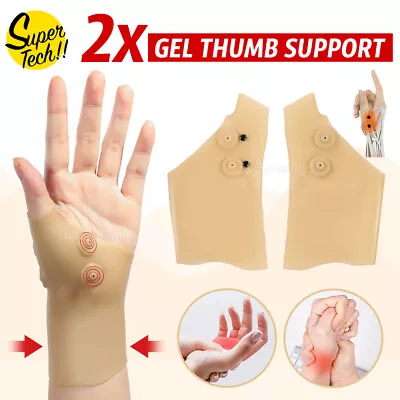 2x Gloves Gel Thumb Hand Wrist Support Arthritis Compression Brace Pain Relief • $7.95