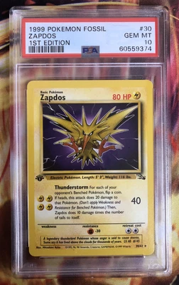$349.95 • Buy PSA 10 Zapdos 1st Edition Fossil 1999 WOTC 30/62 Pokemon Card GEM MINT