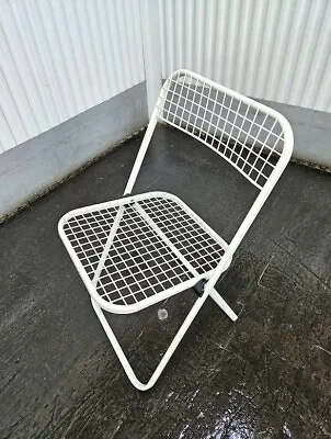 Vintage Mid 20C ChairWorks Taiwan Enameled Steel Grid Wire Folding Chairs • $175