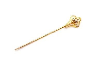 Vintage 10k Yellow Gold Diamond Stick Pin • $71.99