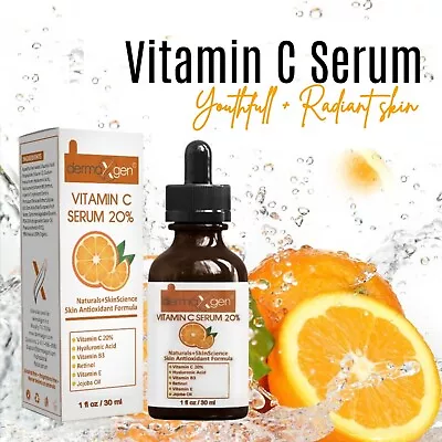 Dermaxgen® PURE 20% Vitamin C+Hyaluronic Acid +VE+ JOJOBA OIL Anti-Wrinkle SERUM • $11.45