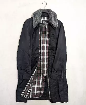 NWOT Burberry Trech Coat Fur Black Men M Nylon Rain Over Coat Mantel OLD STOCK • $320