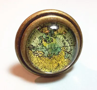 Antique Brass Metal Map Globe Atlas Drawer Pull Knob~Home Decor~Dresser Cabinet • $7.99
