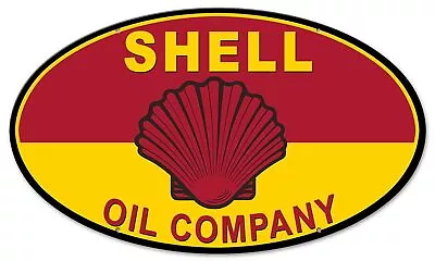 Shell Oil Company Clam Shell Logo 24  Heavy Duty Usa Made Metal Oval Adv Sign • $132