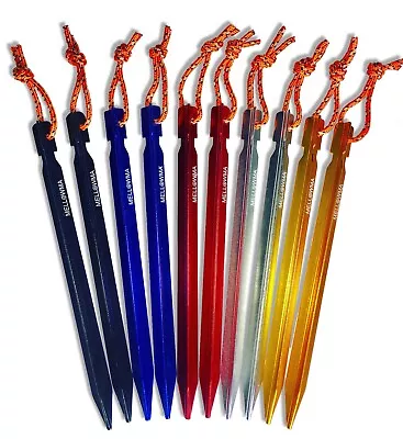 $12.99 • Buy 10 X Premium Aluminum Lightweight Tent Stakes/pegs With Reflective Rope.