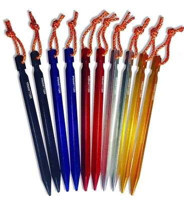 $12.99 • Buy 10 X Premium Aluminum Lightweight Tent Stakes/pegs With Reflective Rope.