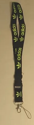 $8.99 • Buy Adidas Lanyard Detachable Keychain Badge ID, Black With Lime Neon Green Logo